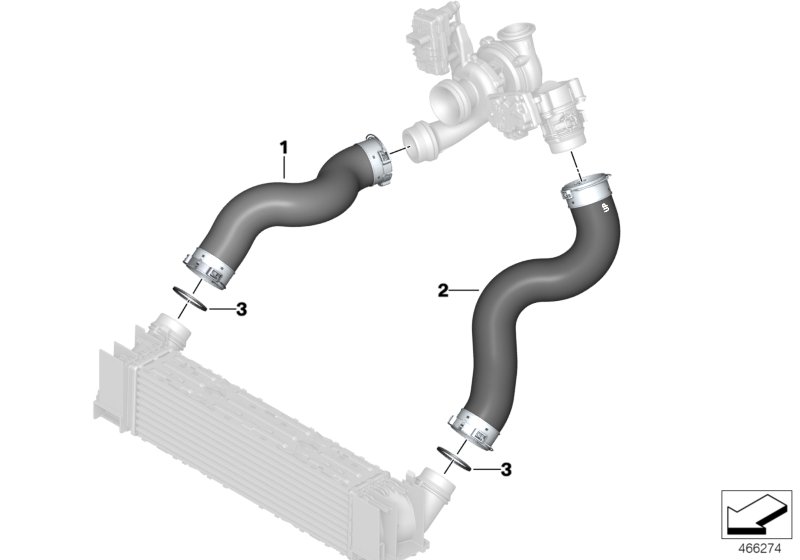 Воздуховод наддувочного воздуха для BMW F20N 116d ed B37 (схема запчастей)