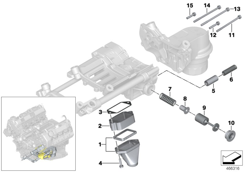 Смазочная система/детали масл.насоса для BMW E53 X5 4.4i N62 (схема запчастей)