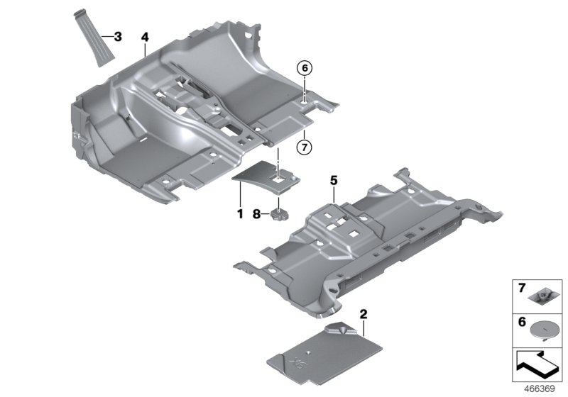 облицовка днища для BMW F16 X6 50iX 4.0 N63N (схема запчастей)