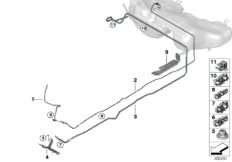 Топливопровод/ элементы крепления для BMW F30N 330e B48X (схема запасных частей)