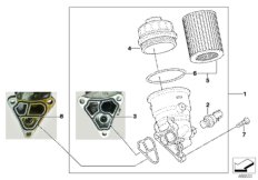 Смазочная система-масляный фильтр для MINI R52 Cooper W10 (схема запасных частей)