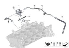 Насос высокого давления/трубопроводы для BMW F30N 330iX B48 (схема запасных частей)