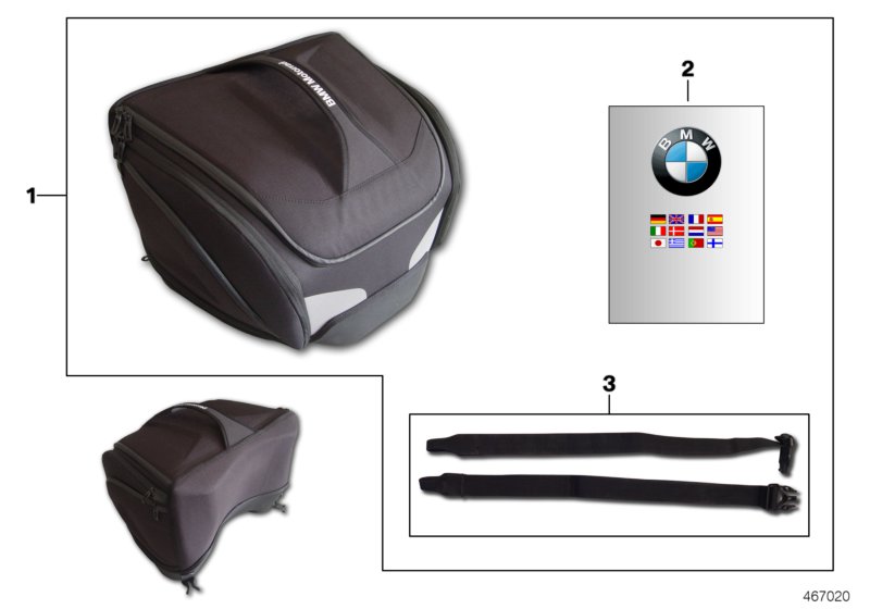 Задняя сумка для BMW K46 S 1000 RR 15 (0D10,0D21) 0 (схема запчастей)