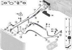 Трубопроводы хладагента для BMW F11N 520d N47N (схема запасных частей)