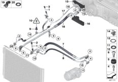 Трубопроводы хладагента для BMW F13N 640d N57Z (схема запасных частей)