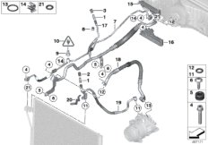 Трубопроводы хладагента для BMW F11 550i N63 (схема запасных частей)