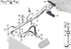 Трубопроводы хладагента для BMW F01N 730i N52N (схема запасных частей)