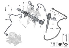 Ресивер/инжектор/провод для BMW F21N 116d ed B37 (схема запасных частей)