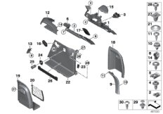 Обшивка багажного отделения Бок для BMW F26 X4 20iX N20 (схема запасных частей)