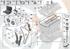 Ремкомплект открытой приводной цепи Вх для BMW E46 316i N46 (схема запасных частей)