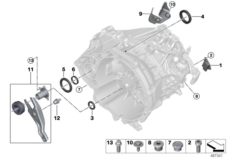 Детали коробки передач GS6X60DA для BMW F60 Cooper D ALL4 B47 (схема запчастей)