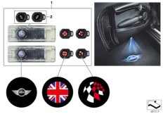 Дверной светодиодный проектор для BMW R50 Cooper W10 (схема запасных частей)