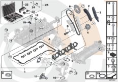 Ремкомплект открытой приводной цепи Вх для BMW F10 525dX N47S1 (схема запасных частей)