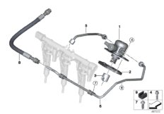 Насос высокого давления/трубопроводы для BMW F40 M135iX B48E (схема запасных частей)
