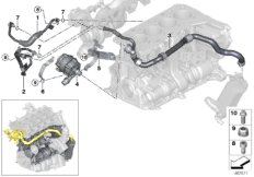 Система охлаждения-турбонагнетатель для BMW F30N 330e B48X (схема запасных частей)