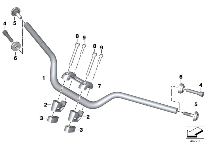 Руль для MOTO K23 R nineT Scrambler (0J31, 0J33) 0 (схема запчастей)
