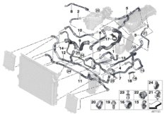 Шланги системы охлаждения для BMW F32 440iX B58 (схема запасных частей)