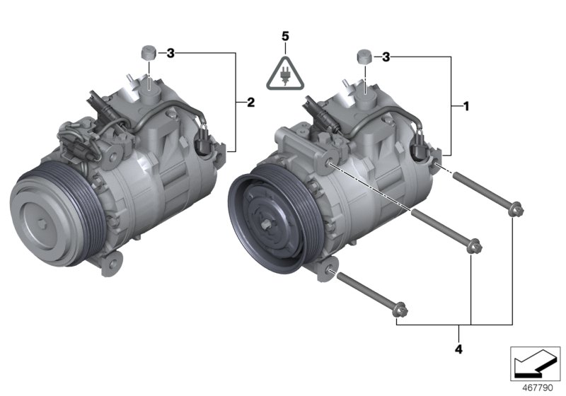 Compressore climatiz.- Ricambi Usati для BMW E91 325i N52 (схема запчастей)