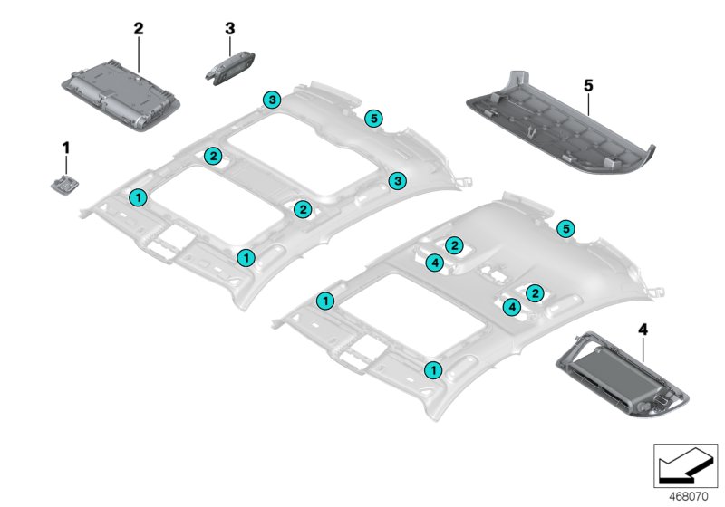 Individual навесное оборудование потолок для BMW G11 730d B57 (схема запчастей)