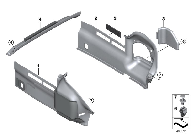 Обшивка багажного отделения Бок для ROLLS-ROYCE RR6 Dawn N74R (схема запчастей)