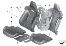 Набивка и обивка спортивного пер.сиденья для BMW F82 M4 S55 (схема запасных частей)