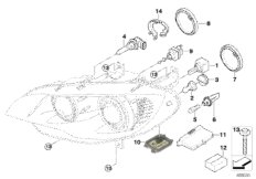 Детали фары для BMW E70 X5 M S63 (схема запасных частей)