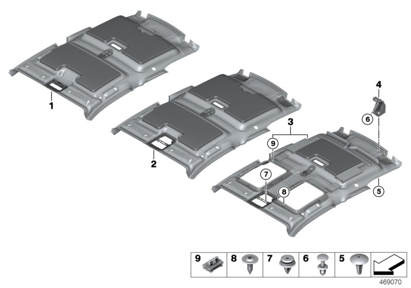 Потолок для BMW I01N i3s 120Ah IB1 (схема запчастей)