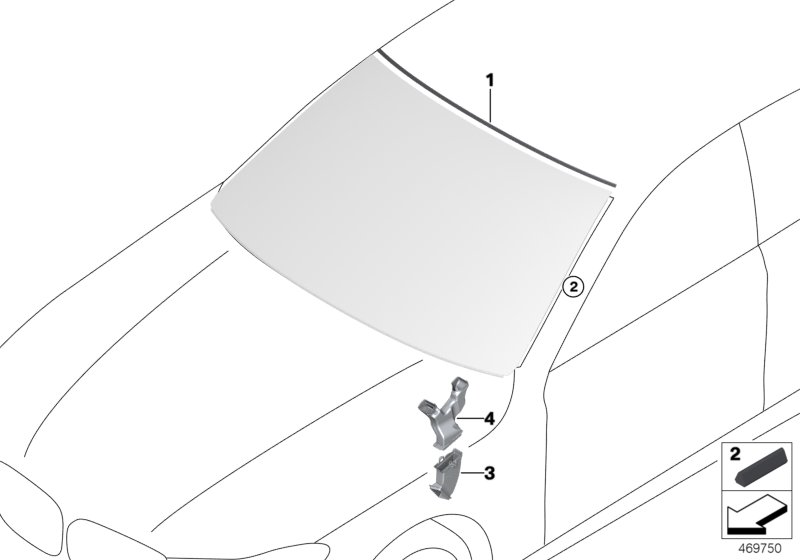 Остекление, дополнительные элементы для BMW G12 740LeX B48X (схема запчастей)