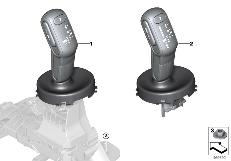 Переключатель выбора передач для MINI F55 Cooper B38C (схема запчастей)