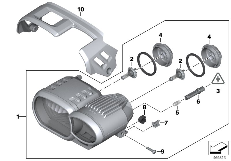 Фара для MOTO K43 K 1200 R (0584,0594) 0 (схема запчастей)