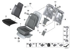 Набивка и обивка базового сиденья Зд для BMW RR6 Dawn N74R (схема запасных частей)