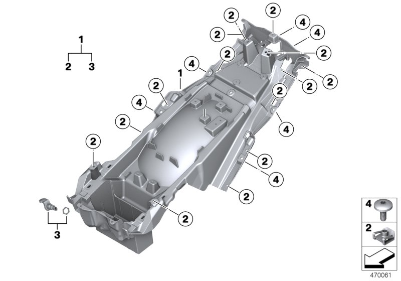 Деталь заднего кронштейна для MOTO K48 K 1600 GT 17 (0F01, 0F11) 0 (схема запчастей)