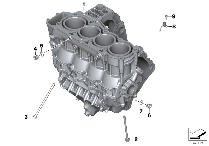 Блок-картер двигателя для BMW K43 K 1200 R (0584,0594) 0 (схема запчастей)