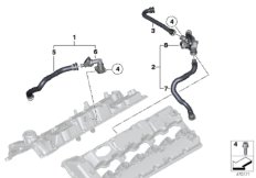 Система вентиляции картера для BMW F01 760i N74 (схема запасных частей)