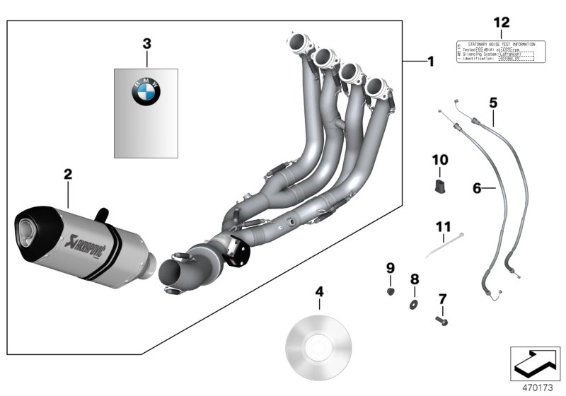 Система выпуска ОГ HP титан для BMW K46 S 1000 RR 12 (0524,0534) 0 (схема запчастей)