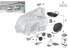 Детали галогенной фары для BMW F31N 318d B47 (схема запасных частей)