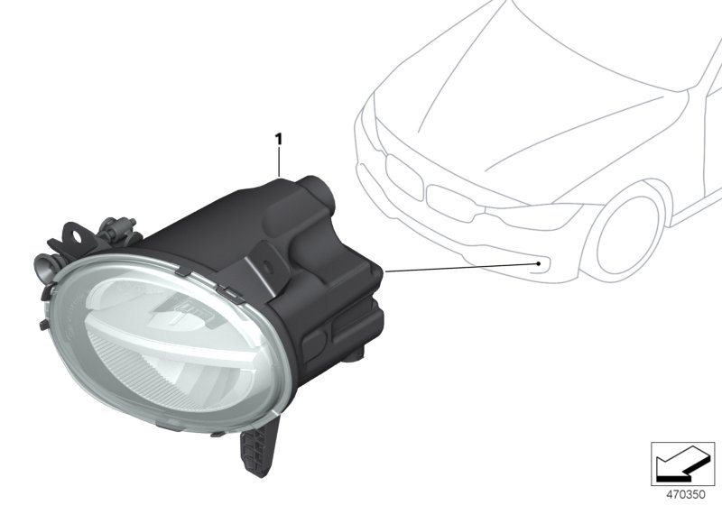 Дооснащение светод.п/туманными фарами для BMW F30N 325d B47 (схема запчастей)