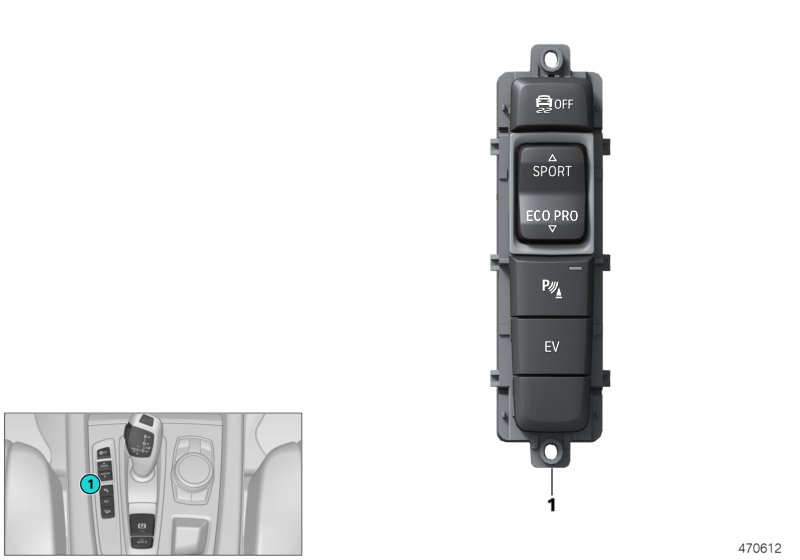 Панель управления в центральной консоли для BMW M13 Zinoro 60H/100H B38X (схема запчастей)