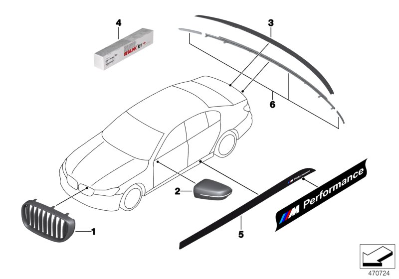 Аэродинам.принадлежности M Performance для BMW G11 750iX N63R (схема запчастей)