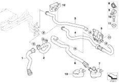 Водяные шланги насос-клапан IHKA High для BMW E61 525i M54 (схема запасных частей)
