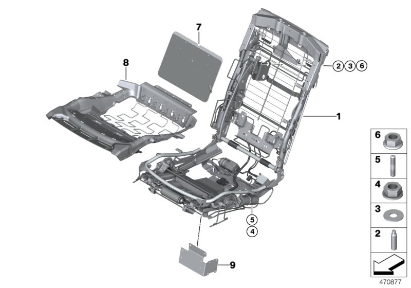 Каркас подушки заднего сиденья для BMW RR1N Phantom EWB N73 (схема запчастей)