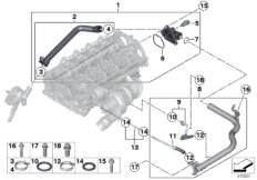 Трубопровод системы охлаждения для BMW F20N 120i N13 (схема запасных частей)