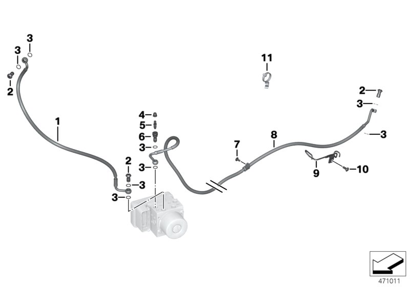Трубопровод тормозного привода c ABS Зд для BMW K18 C 650 Sport 16 (0C04, 0C14) 0 (схема запчастей)