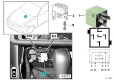 Реле вентилятора отопителя K4 для BMW E46 320Ci M54 (схема запасных частей)