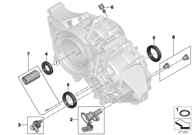 Коробка передач E, детали для BMW F60 Cooper SE ALL4 B38X (схема запчастей)