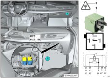 Реле электровентилятора 2 двигатель K28 для BMW I15 i8 B38X (схема запасных частей)