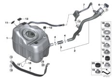 Топливный бак/дополнительные элементы для BMW F45N 225xe B38X (схема запасных частей)
