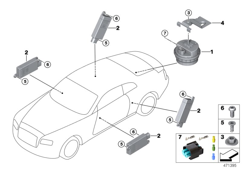 система охранной сигнализации для BMW RR6 Dawn N74R (схема запчастей)