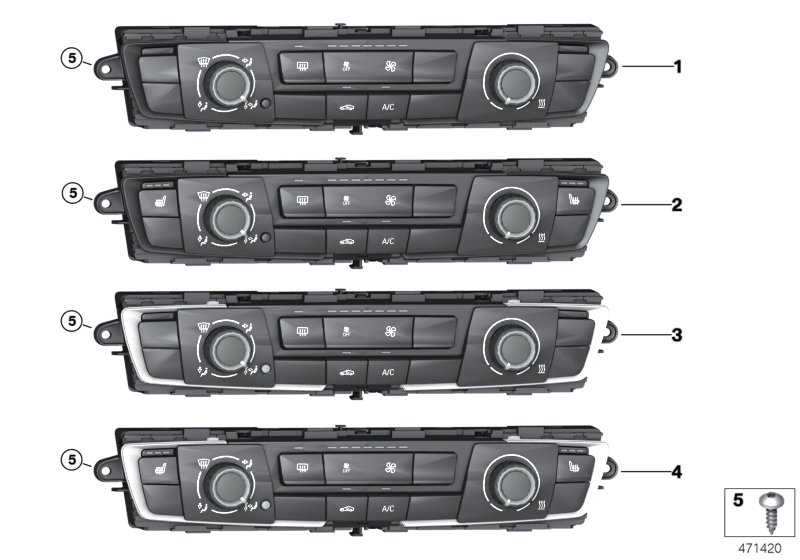 Панель управления кондиционера для BMW F20 118i N13 (схема запчастей)