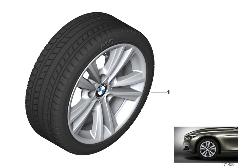 Spike/SC колесо в сб.зим. диз. 656-16" для BMW F36 420d N47N (схема запчастей)